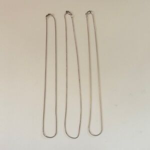 Delicate Sterling Silver Snake Chain Necklaces - Set of 3 - 16” Drop